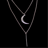 Silver Plated Chain Unique Half Moon and Statement Charm of Chain Necklace SKU6018