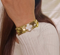 18 K Gold Plated Gemstone cuff Bangle