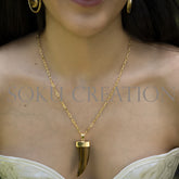 Gemstone Handmade Pendant With Chain in Gold Plated
