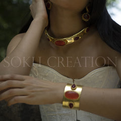 Gold plated Designer Gemstone Jewelry Set