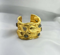 18 K Gold Plated Gemstone cuff Bangle
