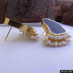 Gold plated Handmade Designer Big Stud Earring SKU5764