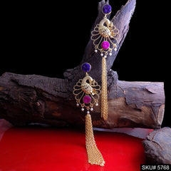 Gold plated Handmade Peacock with Multi Long Chain Drop and Dangle Earring SKU5768