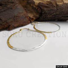 Gold and Silver plated Handmade Designer Rounded Hoops Earring SKU5848