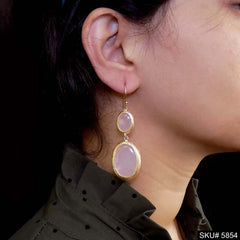 Gold plated Handmade Gemstone Designer Ear Wire Earring SKU5854