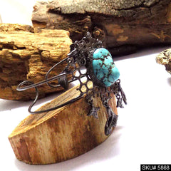 Black Plated Unique Stone Turquoise Designer Cuff SKU5868