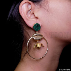 Gold plated Handmade Shell Style Drop and Dangle Earring SKU5878