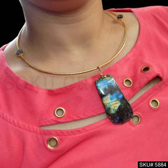 Gold plated Unique Designer Choker With Labradorite Stone SKU5884