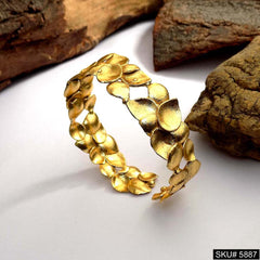 Gold Plated Leaves Unique Designer Cuff SKU5887