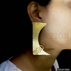 Gold plated Handmade Statement Big Stud Earring SKU5888