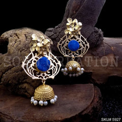 Gold plated Designer Drop and Dangle Jhumki Earring SKU5927