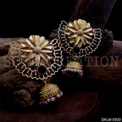 Gold plated Designer Drop and Dangle Jhumki Earring SKU5930