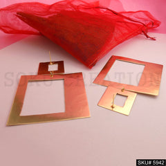 Gold plated Designer Hammered Statement Drop and Dangle Earring SKU5942