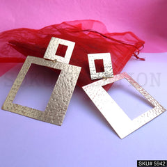 Gold plated Designer Hammered Statement Drop and Dangle Earring SKU5942