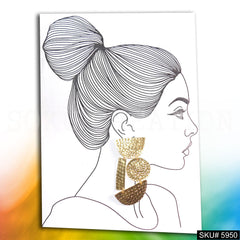 Gold plated Designer Hammered Statement Drop and Dangle Earring SKU5950