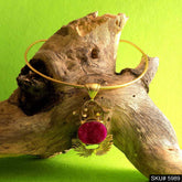 Gold plated Unique Designer Choker With A Big Pendent Red Stone SKU5989