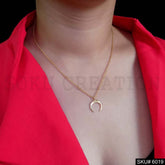 Gold Plated Half Moon Style Pendant Charm With Chain SKU6019