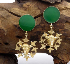 Gold plated Handmade Design Bull Drop and Dangle Earring SKU6079
