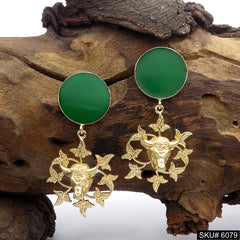 Gold plated Handmade Design Bull Drop and Dangle Earring SKU6079