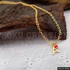 Gold Plated Alphabet A Letters Charm With Chain SKU6090