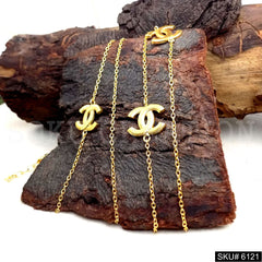 Gold Plated Chain Necklace with Curve Design of Long Chain Necklace SKU6121