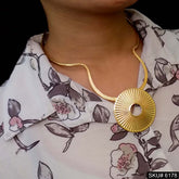 Gold plated Statement Big Pendent Unique Designer Necklace SKU6178