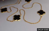 Gold Plated Belcher Chain With Multi Black Flower Charms in Necklace SKU6589