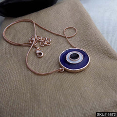 Rose Gold Plated Evil Eye Pendant Chain Necklace