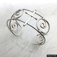 Silver Plated Spiral Round Shape Design of Unique Cuff SKU6746