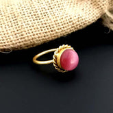 Gold Plated Handmade Red Gemstone Ring SKU6859