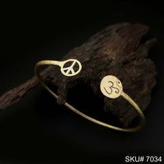 Gold Plated Plain Statement Om Sign of Designer Cuff SKU7034