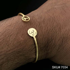 Gold Plated Plain Statement Om Sign of Designer Cuff SKU7034
