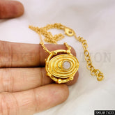 Gold Plated Unique White Stone Doted Style Handmade Charm SKU7433