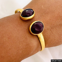 Gold Plated Statement Purple Stone Designer Cuff SKU7449