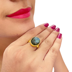 Gold Plated Handmade Labradorite Stone of Ring SKU7508