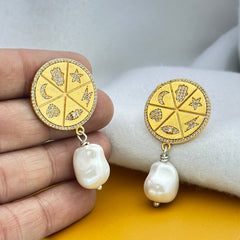 Baroque Pearl & Zodiac Charm Earrings