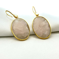 Quartz Oval Drop Earrings