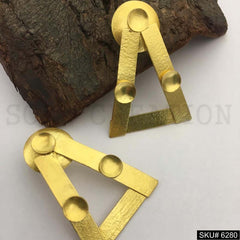 Gold plated Geometric beautiful design of Big Stud Earring SKU6280