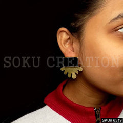 Gold plated with Black Enamel Handmade Earrings SKU6319