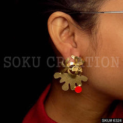 Gold plated flower Butterfly Simple Pair of Earrings SKU6324