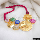 Gold Plated Gemstone Chunky Beads Necklace SKU6361