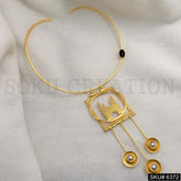 Gold Plated Statement gemstone and white Pearl of Choker SKU6372