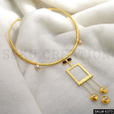 Gold Plated Statement gemstone and white Pearl of Choker SKU6373