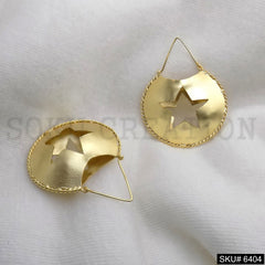 Gold plated Bucket Star Hoop Earrings SKU6404
