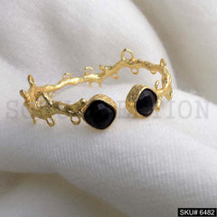 Gold Plated Twine Made Black Statement Handmade Design of Cuff SKU6482