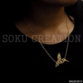 Gold Plated Chain Necklace with Statement Bird Charm SKU6513