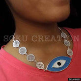 Silver Plated Handmade Chain with Evil Eye Necklace SKU6681