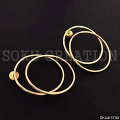 Gold Plated Big Round and Round Stud Earrings SKU6780