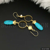 Gold plated Ear Wire Circle ring Turquoise Earring SKU6806