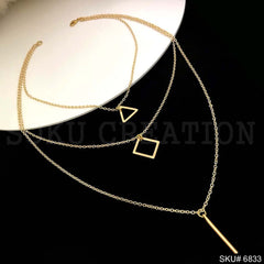Gold Plated Multi Layer with Charms Necklace SKU6833